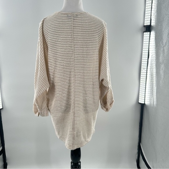 Cotton on open cardigan sweater M cream tan strips old money coastal grandma - Picture 6 of 15